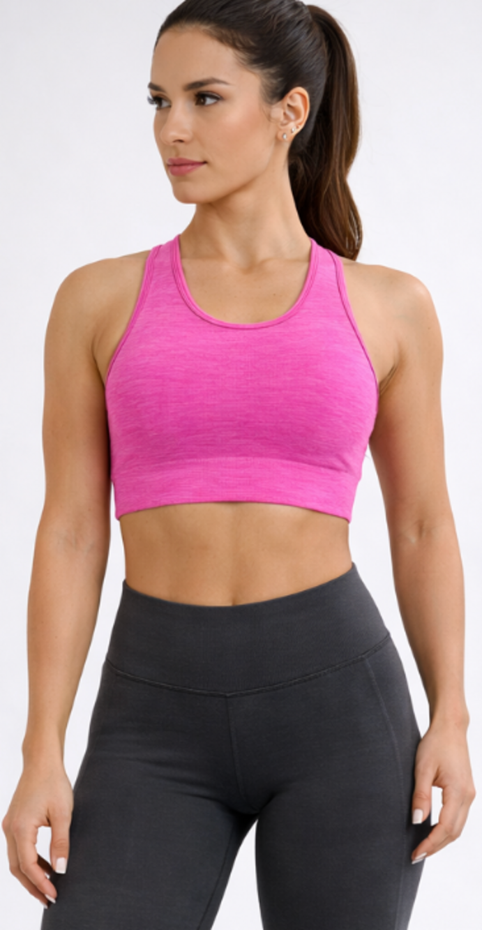 Alphalete Sports Bra Womens Small Pink Seamless Crossback Longline Yoga Gym